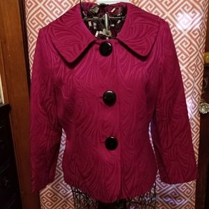 Chaus Vintage Textured Fushia 3 Button Jacket w/split sleeves Elegant & …